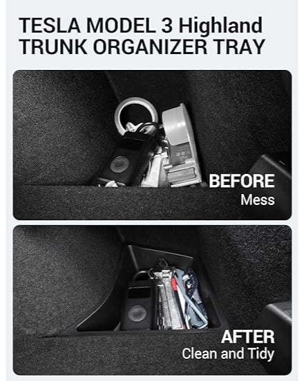 Organiseur de coffre pour Tesla Model 3 Highland 2024, bacs de rangement étanches pour coffre arrière, boîte latérale avec rebord en moquette, accessoires intérieurs, 2 pièces en TPE