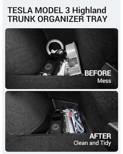 Organiseur de coffre pour Tesla Model 3 Highland 2024, bacs de rangement étanches pour coffre arrière, boîte latérale avec rebord en moquette, accessoires intérieurs, 2 pièces en TPE