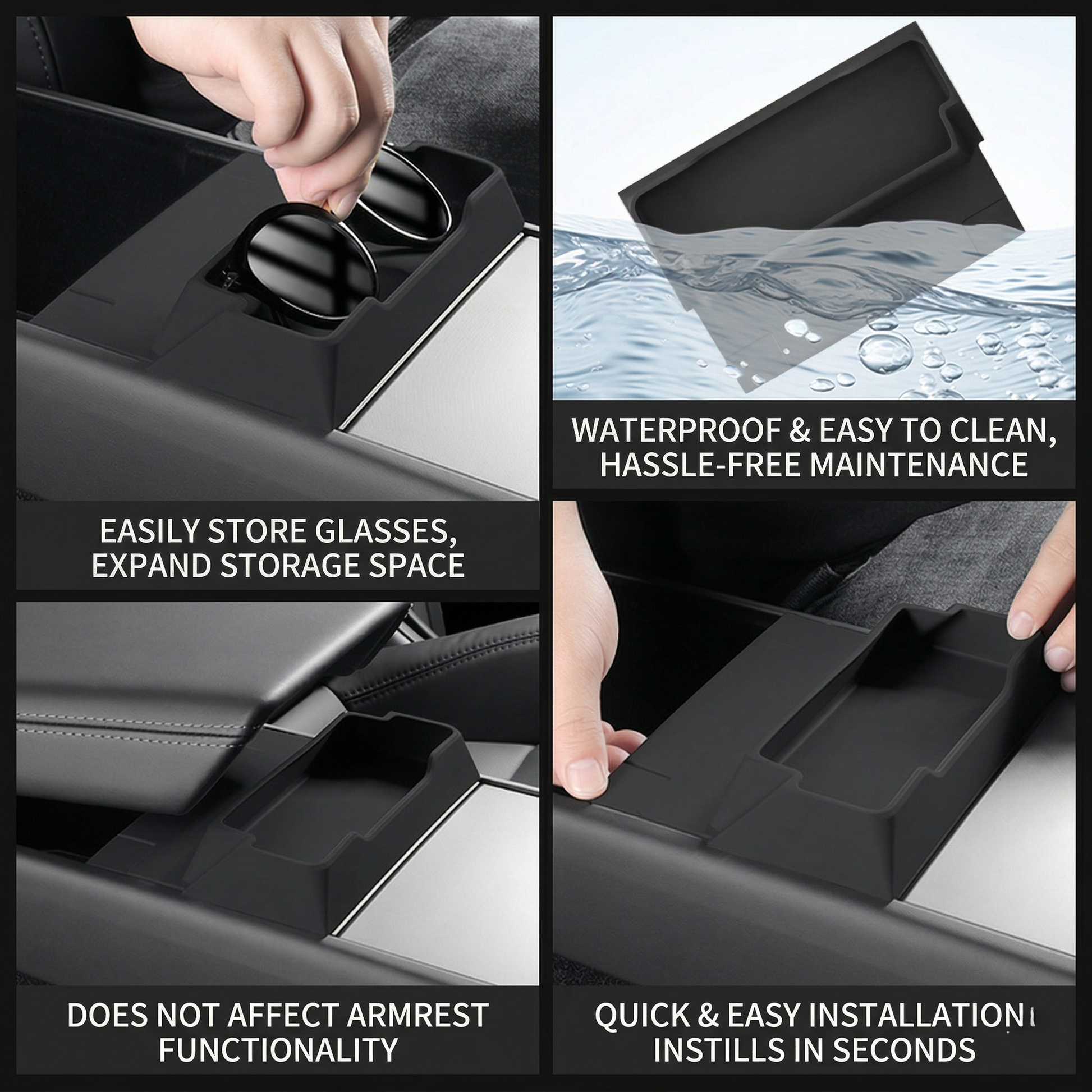 Silicone Center Console Sunglasses Holder & Storage Tray | For Tesla Model 3 (2024+) & Model Y (2026+) 6 | T-MOD Canada