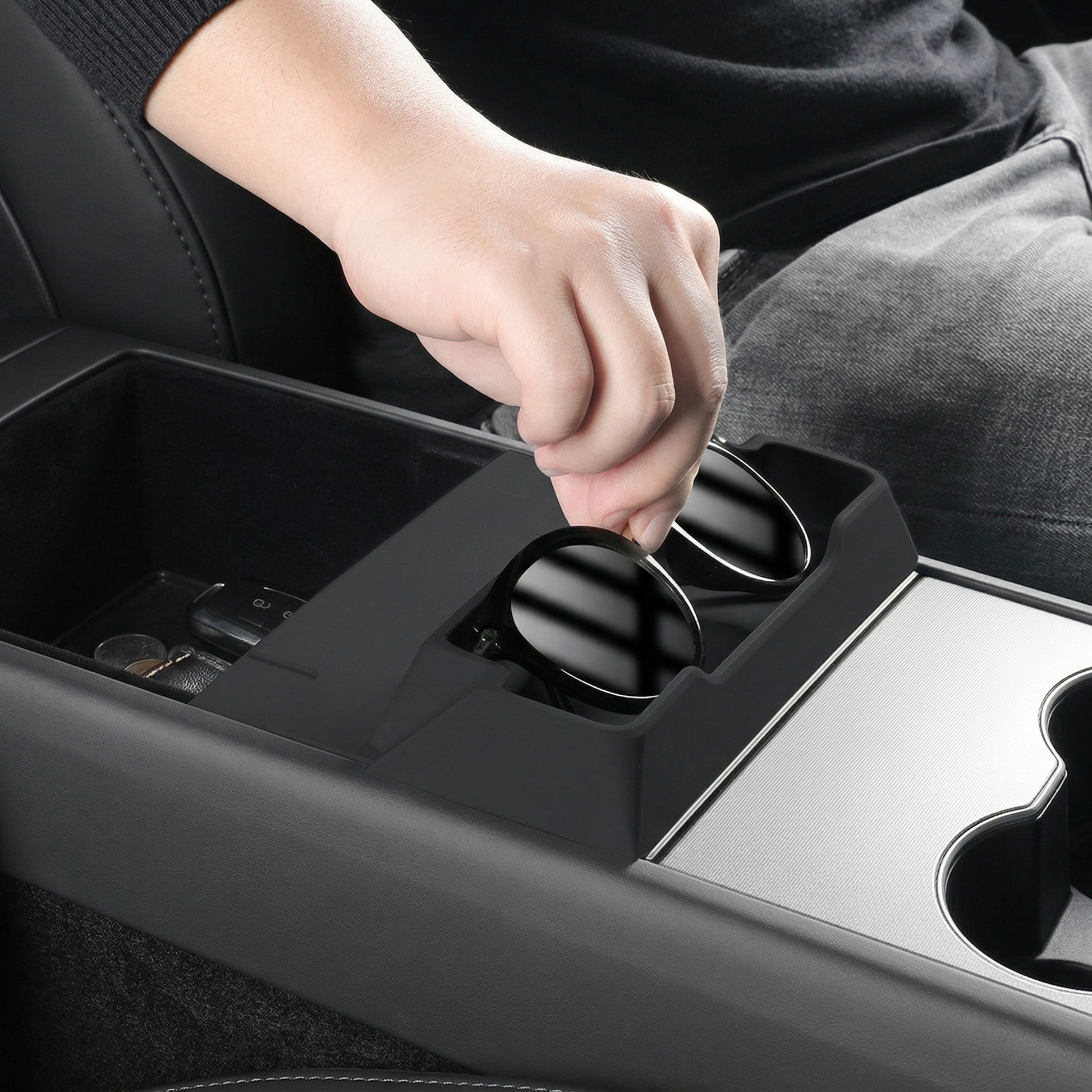 Silicone Center Console Sunglasses Holder & Storage Tray | For Tesla Model 3 (2024+) & Model Y (2026+) 2 | T-MOD Canada
