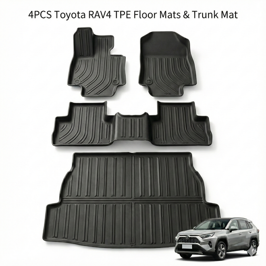 2019-2025 4-Piece All-Weather TPE Floor Mats & Trunk Mat Combo Set for Toyota RAV4 – Waterproof, Non-Slip & Odorless | T-MOD Canada