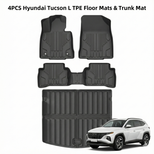 4PCS All-Weather TPE Floor Mats & Trunk Set for 2022–2026 Hyundai Tucson (Non-Hybrid/PHEV) – Waterproof & Non-Slip | T-MOD Canada