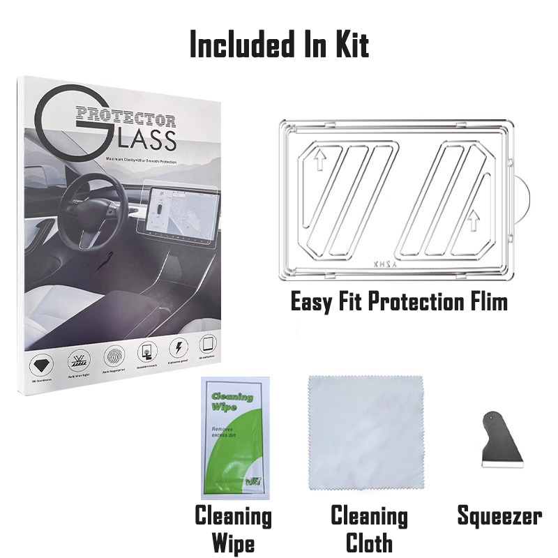 Tempered Glass Screen Protector for Tesla Model Y/3: Superior Clarity and Scratch Resistance with Simple Installation Kit