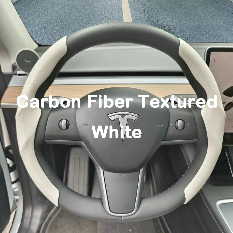 Alcantara Steering Wheel Covers for Tesla Model 3/Y: Luxurious Comfort in Black, Grey, and Light Blue Options