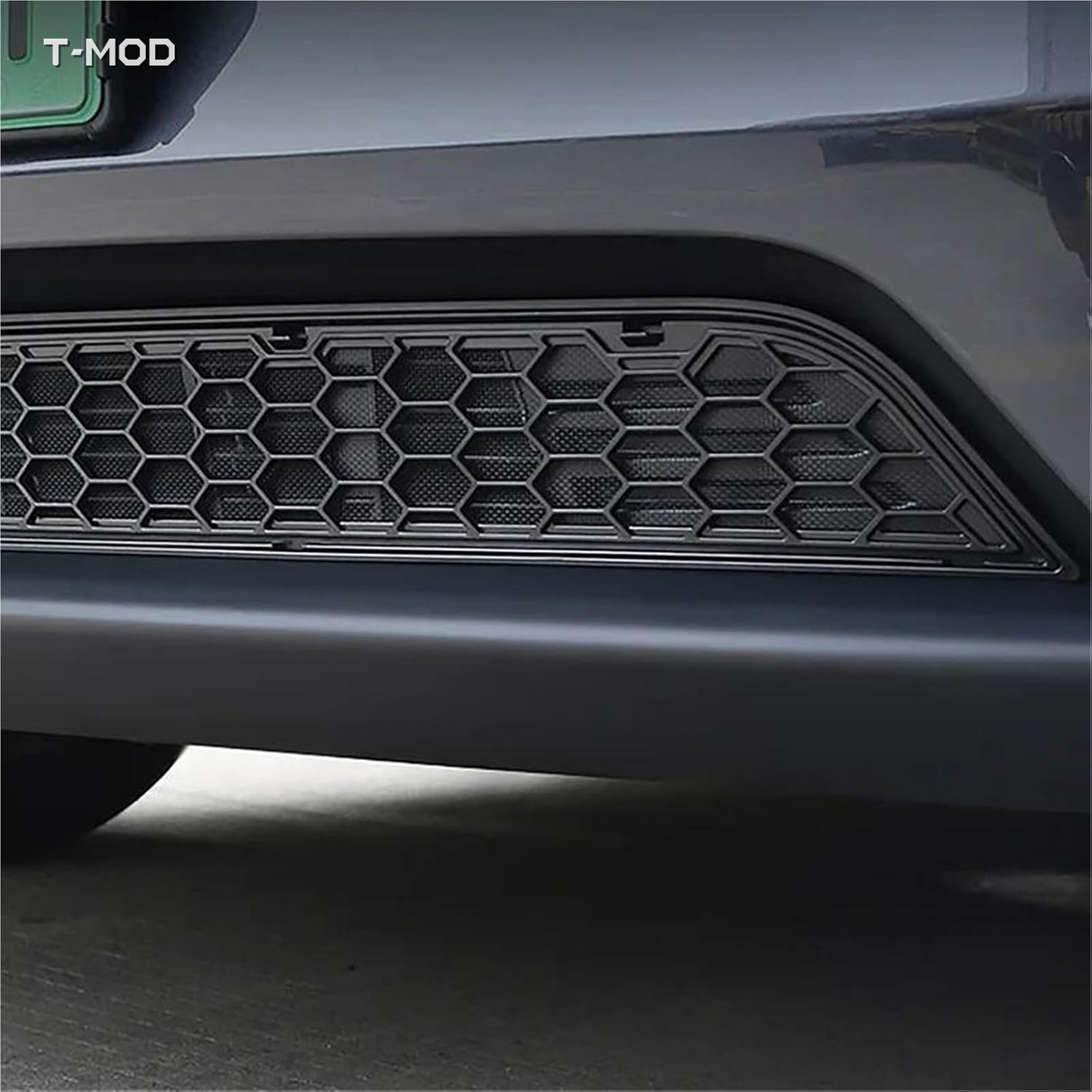 Installed black lower-grille insect net on Tesla Model Y Juniper