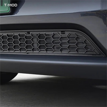 Installed black lower-grille insect net on Tesla Model Y Juniper
