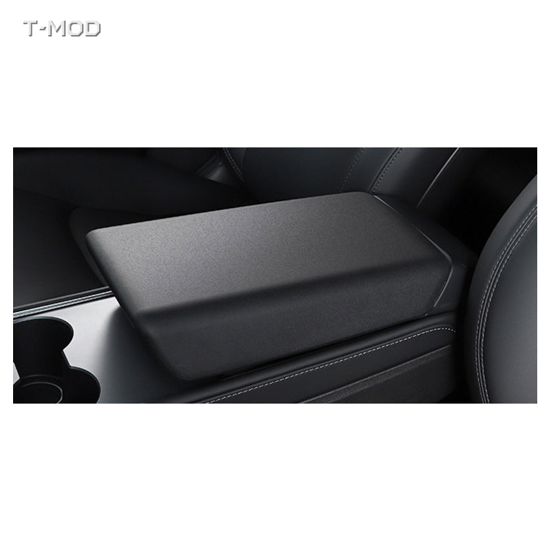 Smooth black TPE armrest cover detail — Tesla Model 3 Highland and Model Y Juniper AWD / RWD | T-MOD Canada