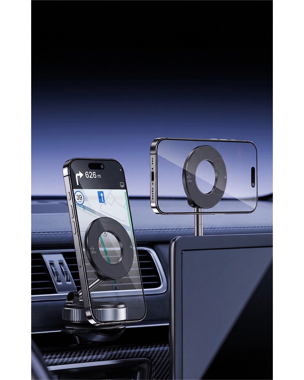Support magnétique/à gravité pour téléphone de voiture, compatible avec le tableau de bord/écran tactile Tesla.