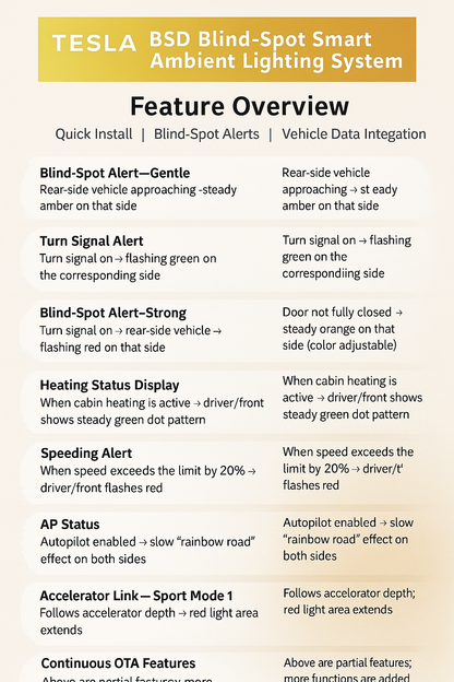 🚘 BSD Smart Ambient Light for Tesla Model Y / Model 3