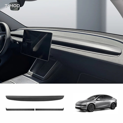 Matte Carbon installed dashboard trim cover for Tesla Model 3 (Highland · 2024+)