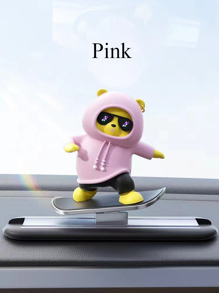 Adorable Sliding Bear Dashboard Figurine: Available in Blue, Pink, and Rose Red