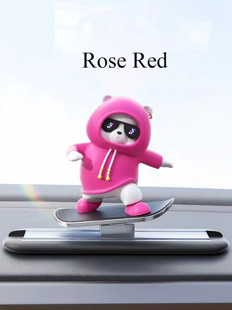 Adorable Sliding Bear Dashboard Figurine: Available in Blue, Pink, and Rose Red