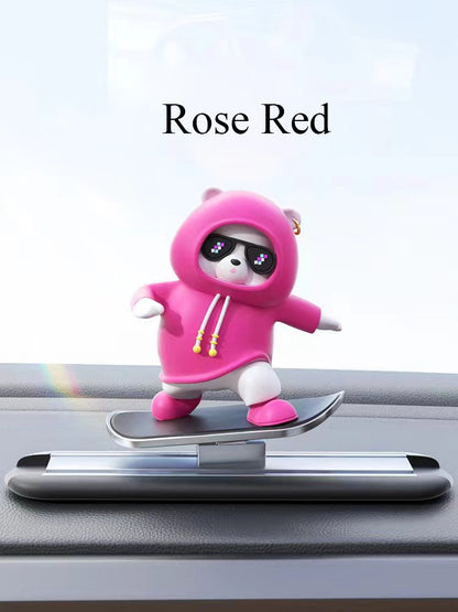 Adorable Sliding Bear Dashboard Figurine: Available in Blue, Pink, and Rose Red