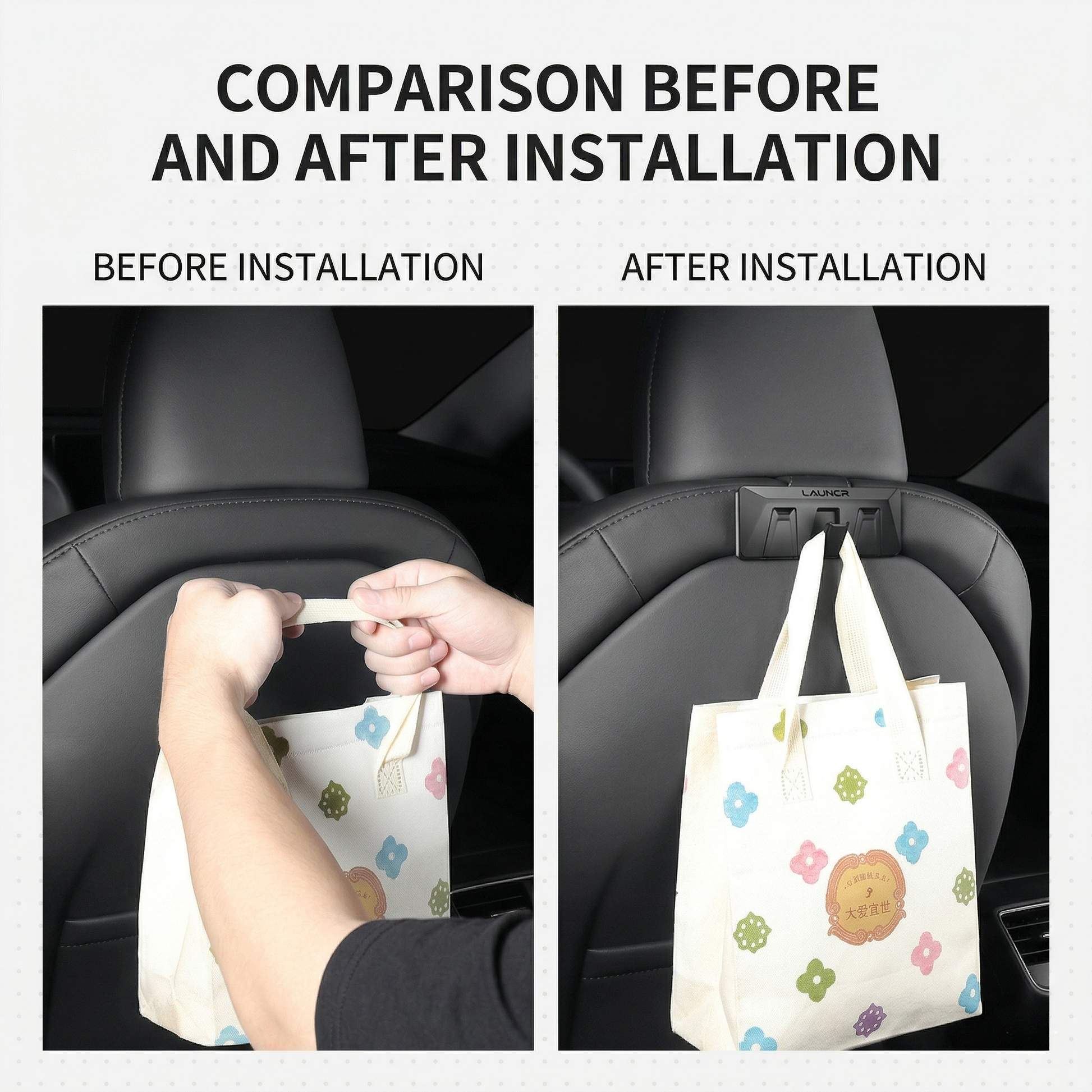 Hidden Folding Seat Back Hooks | Custom Fit for Tesla Model 3 & Model Y 4 | T-MOD Canada