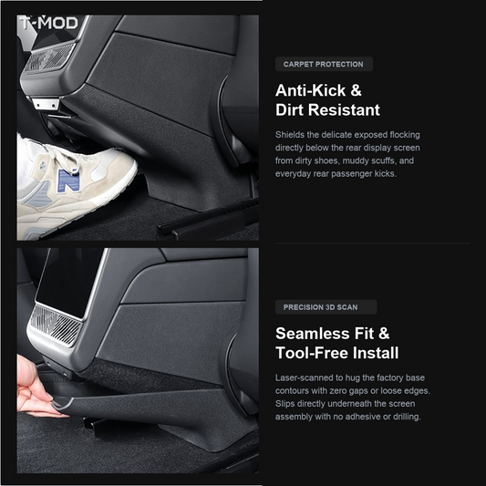 Carpet Protection and Precision 3D Fit Features for Tesla Model 3 Highland and Model Y Juniper Rear Console Base Kick Protector